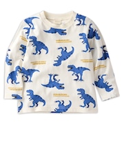 [キッズ]長袖　Tシャツ　総柄　ブルー