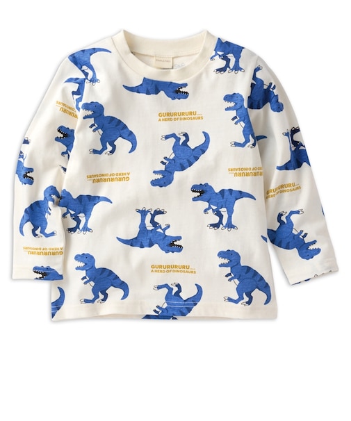 [キッズ]長袖　Tシャツ　総柄　ブルー