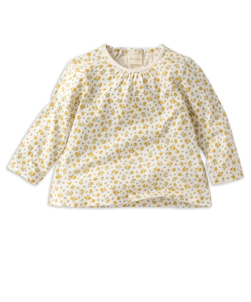 [ベビー]長袖　Tシャツ　総柄　イエロー