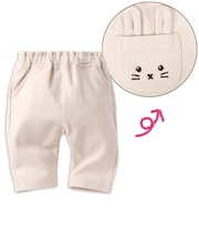 [ベビー]7分丈パンツ　ポケット　刺しゅう　ベージュ