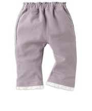 [キッズ]7分丈パンツ　裾レース　パープル
