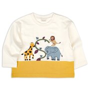 [ベビー]長袖　Tシャツ　切替　イエロー