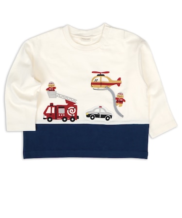 [ベビー]長袖　Tシャツ　切替　ネイビー