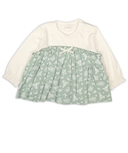 [ベビー]長袖Tシャツ　胸切替　グリーン