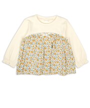 [キッズ]長袖Tシャツ　胸切替　イエロー