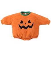 [ベビー]ハロウィンまるロンパース かぼちゃ オレンジ