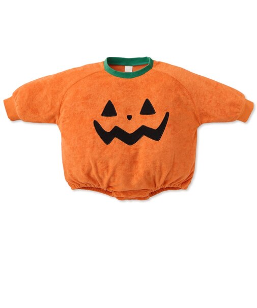 [ベビー]ハロウィンまるロンパース かぼちゃ オレンジ