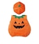 [80～90cm]ハロウィン帽子付きベスト かぼちゃ オレンジ