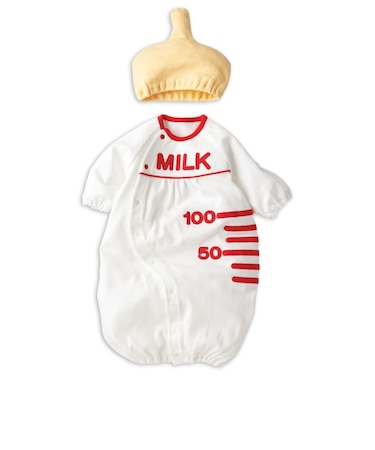 長袖ドレスオール なりきり 帽子付 ほ乳びん