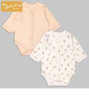 ふわふわコットン長袖ロンパース2枚組前開きひつじス