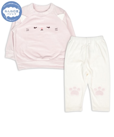 [ベビー]ねんね応援　長袖　パジャマ　マシュマロストレッチ　ねこ