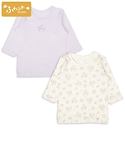 [ベビー]ふわふわコットン　長袖丸首シャツ　2枚組　ユニコーン
