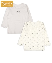 [キッズ]ふわふわコットン　長袖丸首シャツ　2枚組　月星