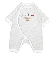 長袖プレオール　PEANUTS Baby　ボーダー　グレー