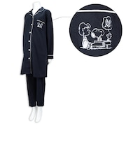 [両脇授乳口付き]長袖パジャマ　スヌーピー　ネイビー