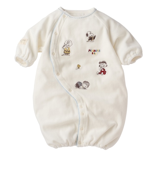 長袖ドレスオール　PEANUTS Baby　モチーフ刺しゅう　オフホワイト