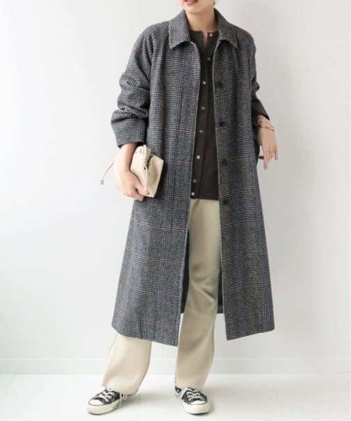 SUPER100ステンカラーチェックコート◆