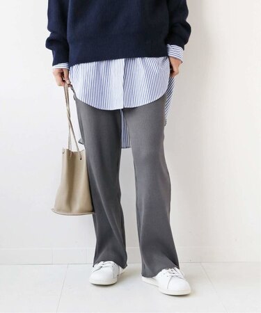 TC テレコ ストレート リブパンツ