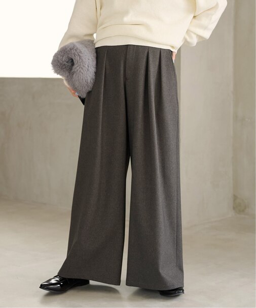 《追加5》ウォッシャブルサージストレッチタックワイドパンツ