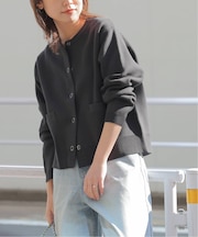 ダブルニットクルーネックカーディガン