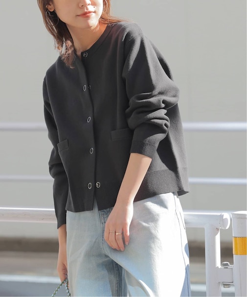 ダブルニットクルーネックカーディガン