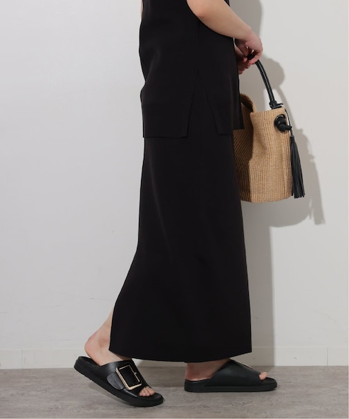 リネンレーヨン総針Iラインスカート