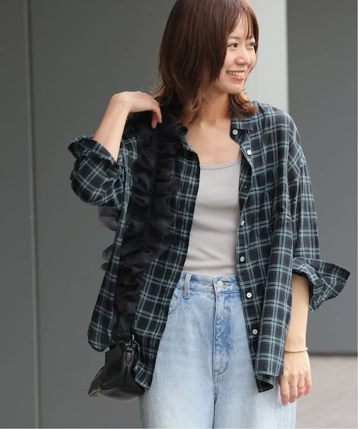 《追加》コットンローンチェックオーバーサイズシャツ