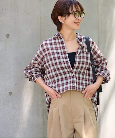《追加》コットンローンチェックオーバーサイズシャツ