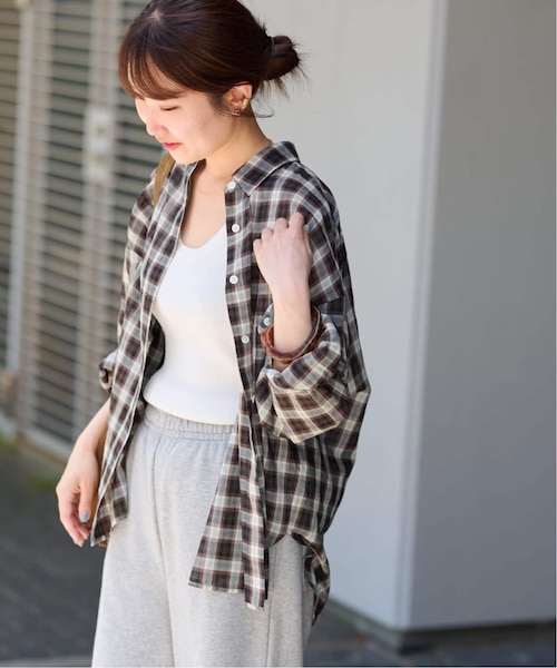 美品♪ジャーナルスタンダード エンブレムシャツ ゆったり オーバーサイズ 近年 追加2 / 新色》コットンローンチェックオーバーサイズシャツ