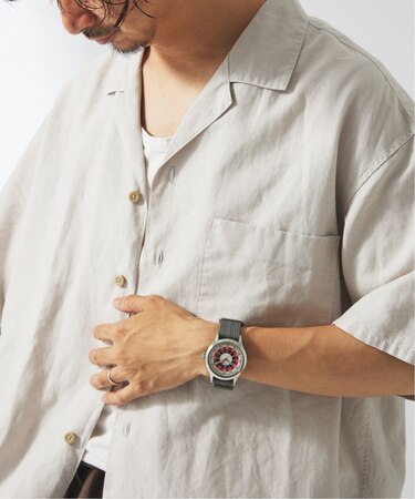 ヨーロピアンフラックス ガーメントダイ オープンカラーシャツ