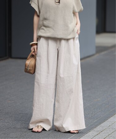 《追加2》リネンコットンワイドギャザーパンツ