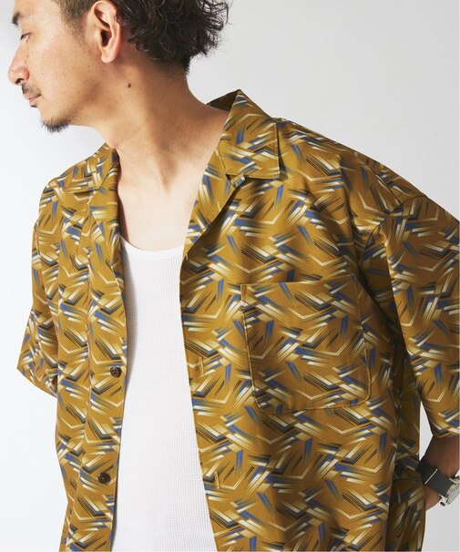 ホールパターン プリント オープンカラーシャツ