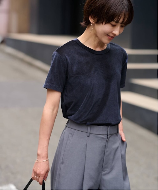 シアーベロアハーフスリーブTEE