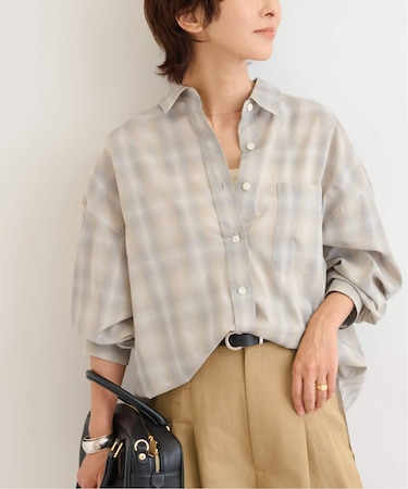 ［25AW新作］オーガニックコットンミックスオンブレチェック