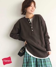 別注【Hanes / ヘインズ】ワッフルヘンリーネックプルオーバー
