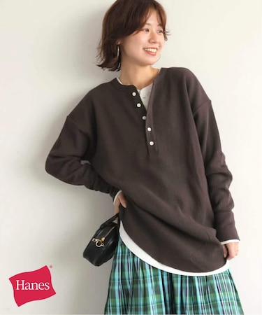別注【Hanes / ヘインズ】ワッフルヘンリーネックプルオーバー