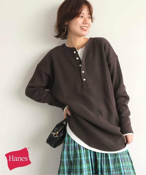 別注【Hanes / ヘインズ】ワッフルヘンリーネックプルオーバー
