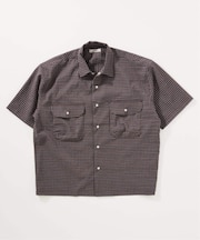 ストレッチ サッカー ミニ チェック 半袖 シャツ