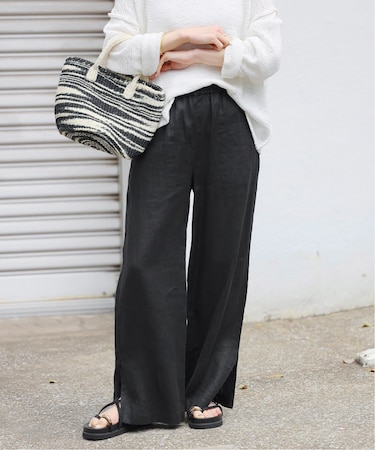 《一部WEB限定追加5》麻スリットイージーパンツ