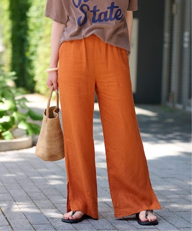 《一部WEB限定追加5》麻スリットイージーパンツ