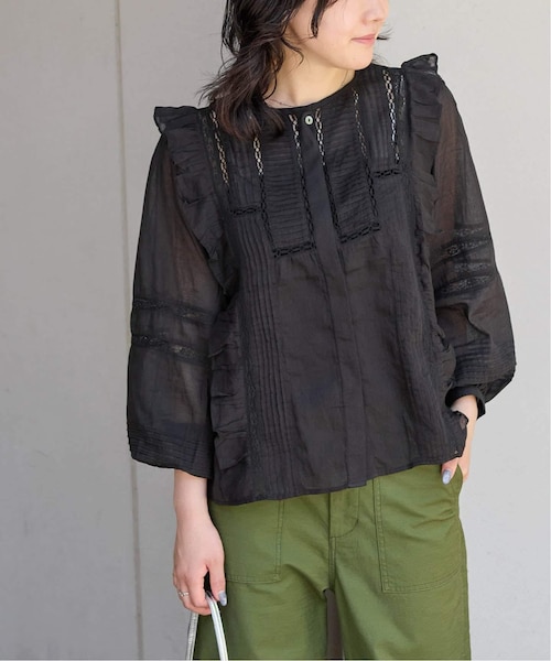 Spick＆Span コットンジョーゼットピンタックブラウス 黒 UNIQLO ジョーゼットピンタックブラウス ブラック Sサイズ