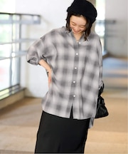 ［25AW新作］オーガニックコットンミックスオンブレツイルシャツ