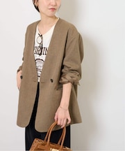 ［25AW新作］メランジノーカラーダブルジャケット