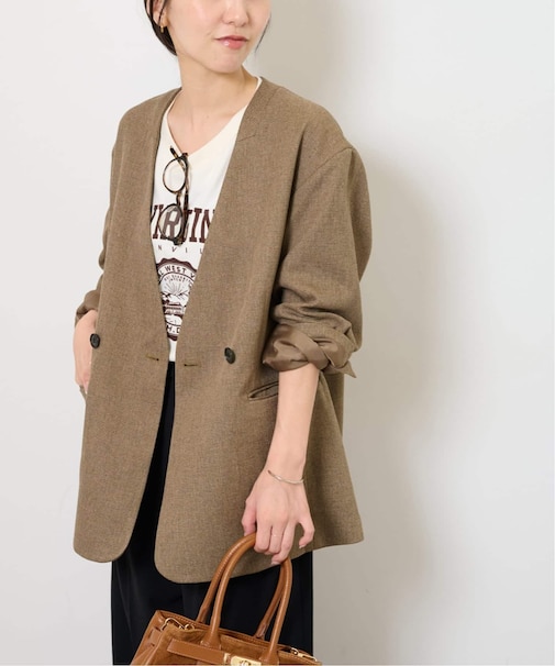 ［25AW新作］メランジノーカラーダブルジャケット