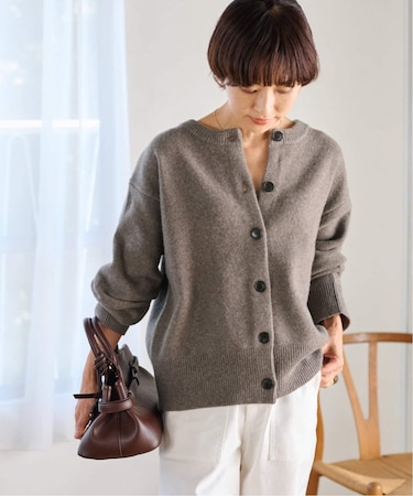 ［25AW新作］ウールカシミヤ2WAYクルーネックカーディガン