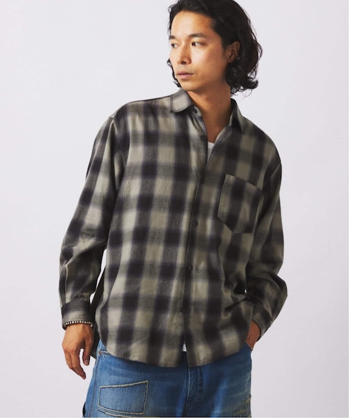 フランネル オンブレ チェック シャツ