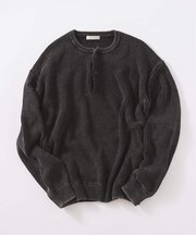 フェードコットン ヘンリーネックニット