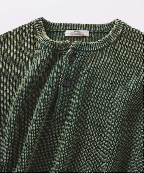 フェードコットン ヘンリーネックニット