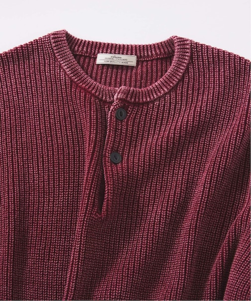 フェードコットン ヘンリーネックニット