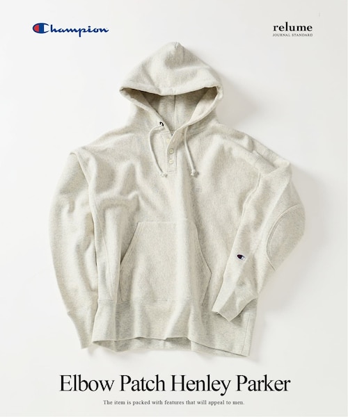 CHAMPION / チャンピオン 別注 R/W エルボーパッチ ヘンリーネック